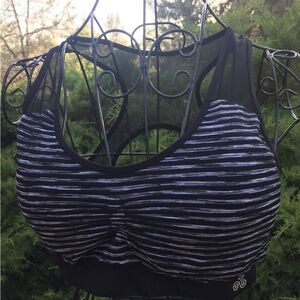 Solo Sports Black and White Racerback Sports Bra with Scoop Neckline